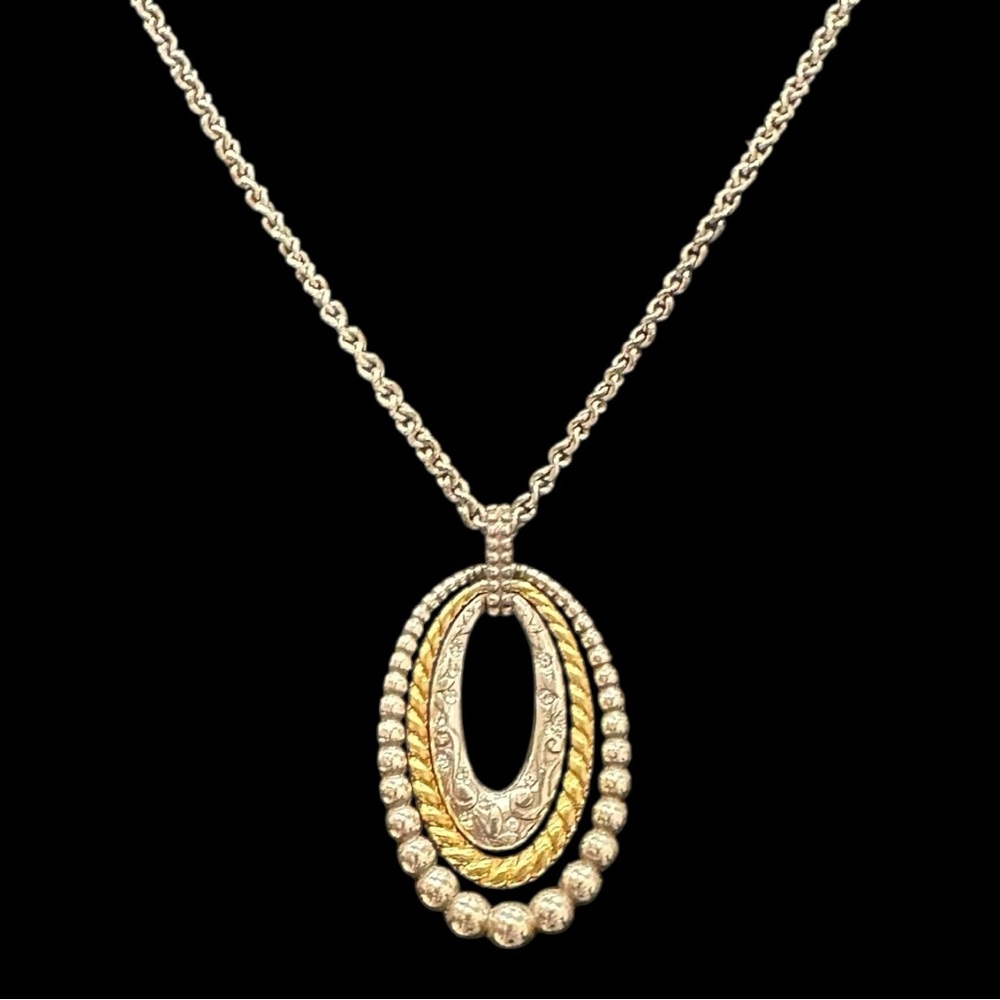 Brighton Two-Tone Oval Pendant Necklace